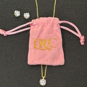 LRC CZ Solitaire Necklace & Earring set Gold tone Women's Jewelry Set​